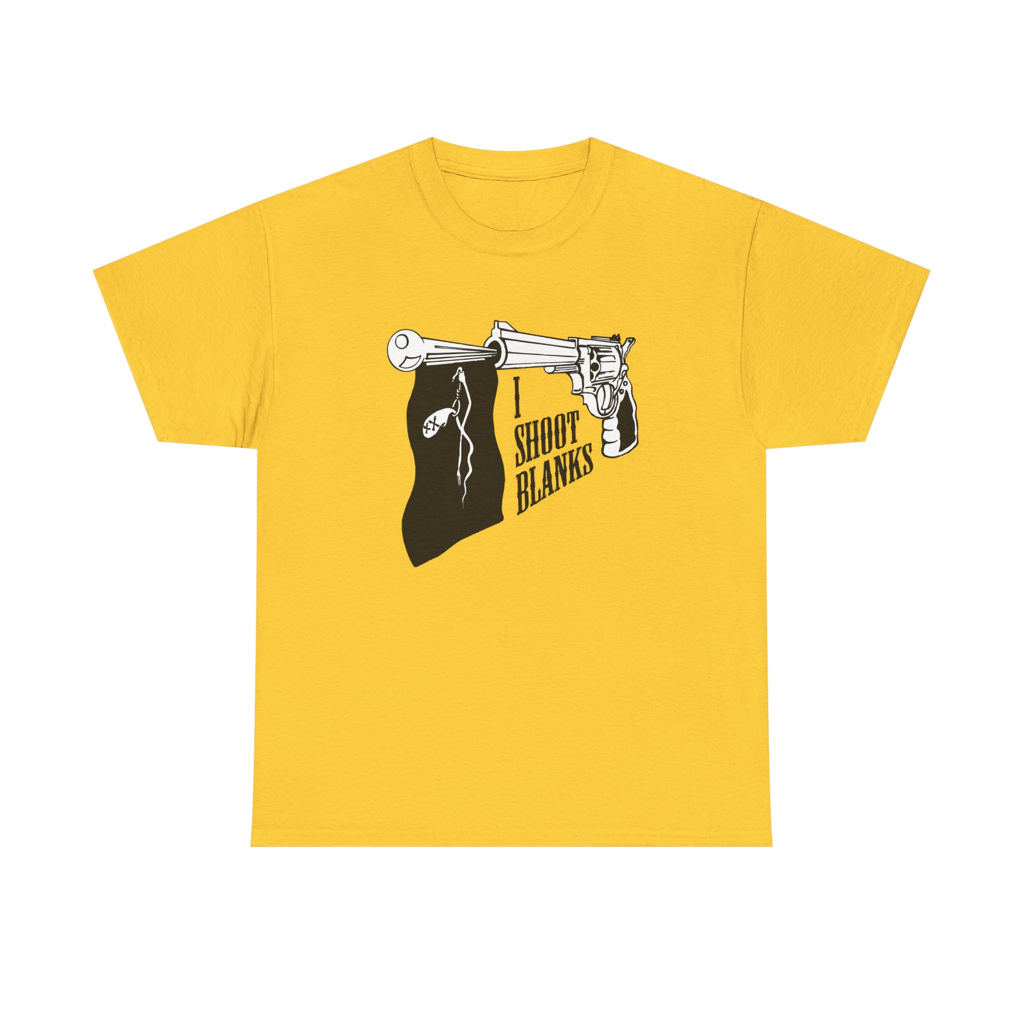 Graphic Tee — 'I Shoot Blanks' Revolver Design